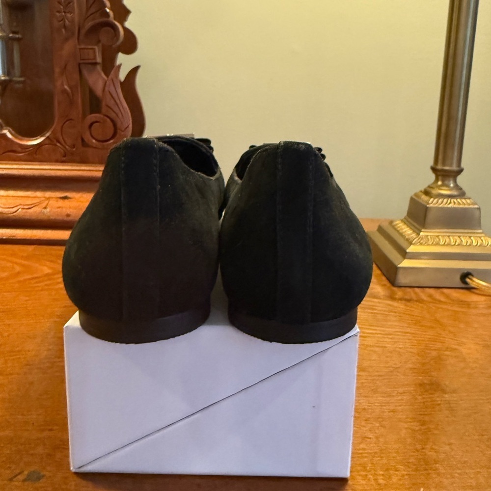 NWOT Tory Burch Black Suede Loafer Flats Bow Jewel T Size 9 MSRP $525 Dustbag - Picture 8 of 16